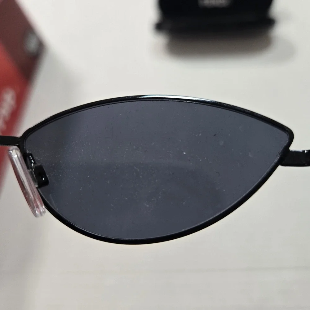 Fendi Black Hard Clam Shell Eyeglass Case with Black Micro Cat Eye Sunglasses